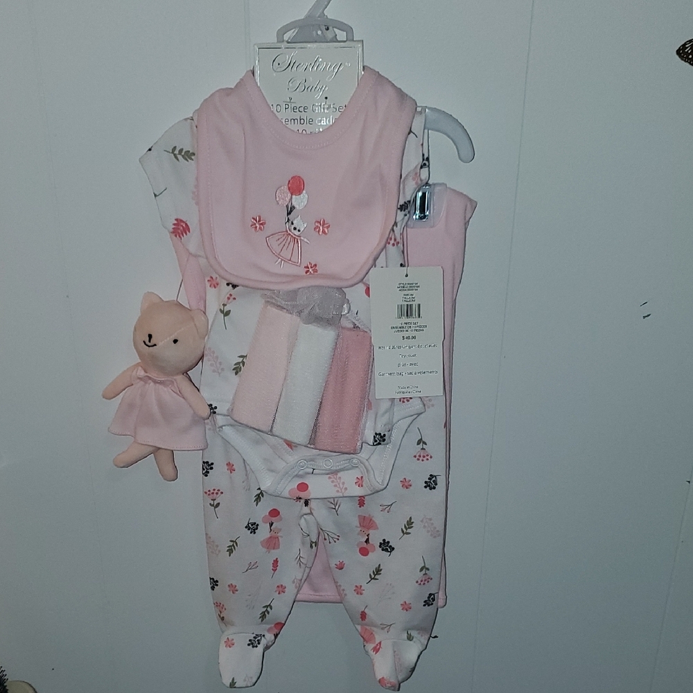 Sterling Baby 10 Piece Gift Set with Floral Design